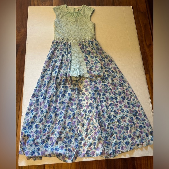Speechless Glitter lace floral maxi overlay romper skort dress girls Sz-16 AA4 - Picture 5 of 11